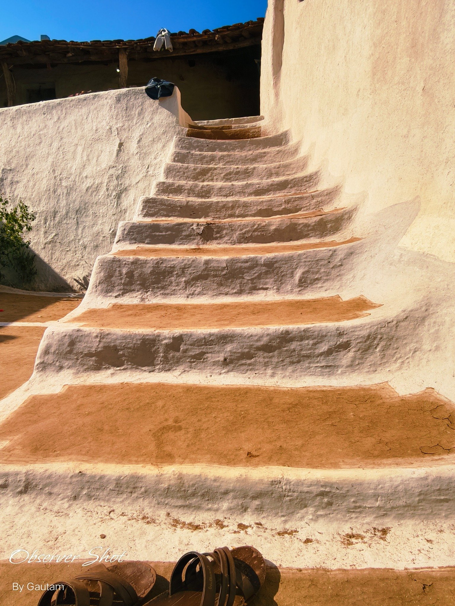 Traditional village courtyard and stairs